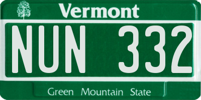 VT license plate NUN332