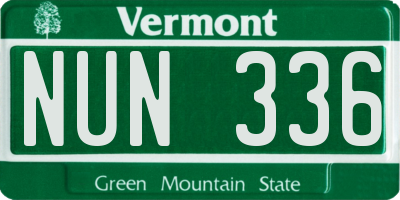 VT license plate NUN336