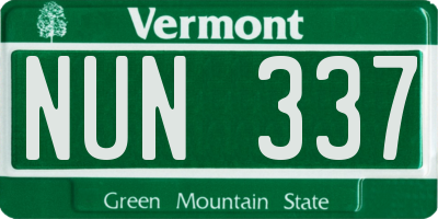 VT license plate NUN337