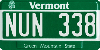 VT license plate NUN338