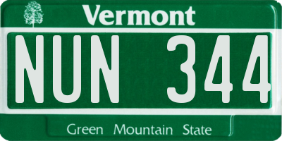 VT license plate NUN344