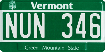 VT license plate NUN346