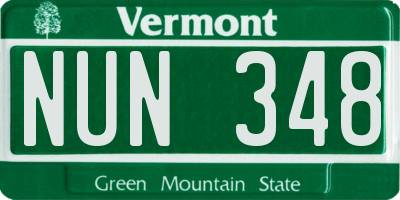 VT license plate NUN348