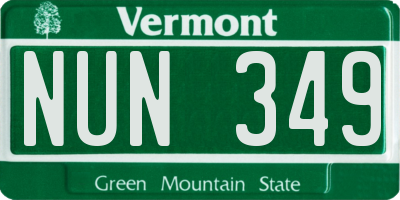 VT license plate NUN349