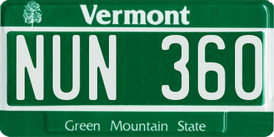 VT license plate NUN360