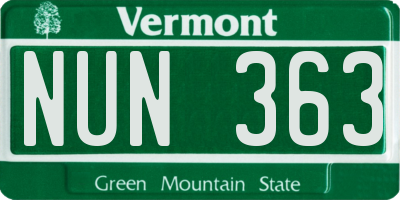 VT license plate NUN363