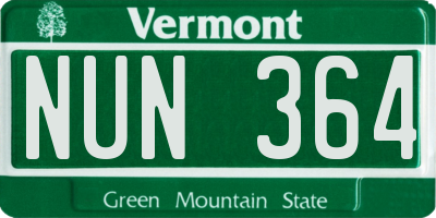 VT license plate NUN364