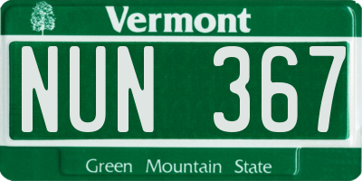 VT license plate NUN367