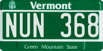 VT license plate NUN368
