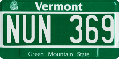 VT license plate NUN369