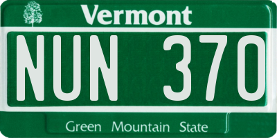 VT license plate NUN370