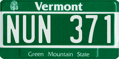 VT license plate NUN371