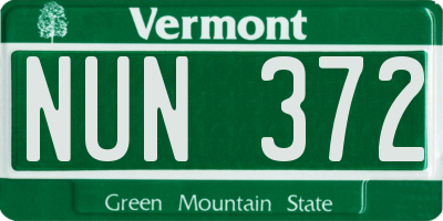 VT license plate NUN372