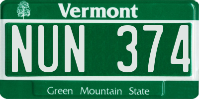 VT license plate NUN374