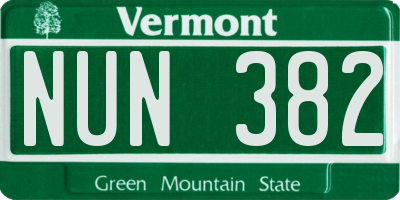 VT license plate NUN382