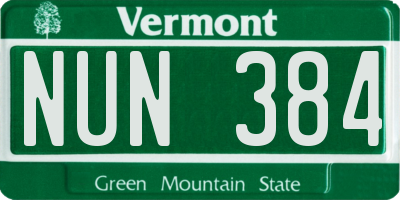 VT license plate NUN384