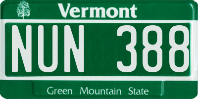 VT license plate NUN388