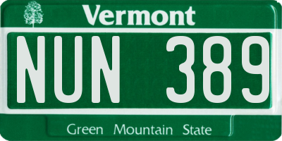 VT license plate NUN389