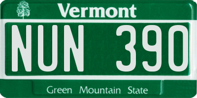 VT license plate NUN390