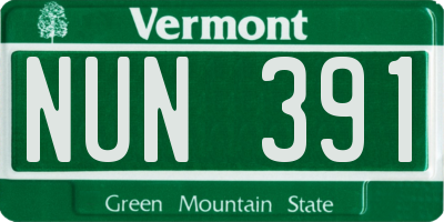 VT license plate NUN391
