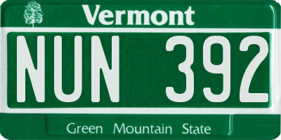 VT license plate NUN392