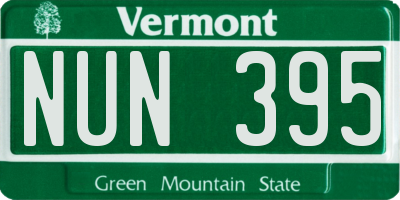 VT license plate NUN395