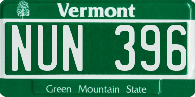 VT license plate NUN396