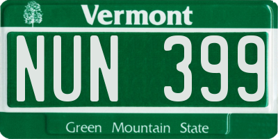 VT license plate NUN399