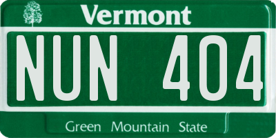 VT license plate NUN404