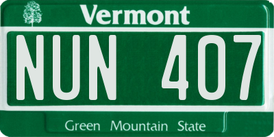 VT license plate NUN407