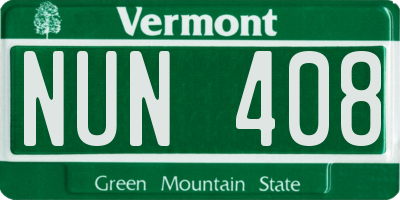 VT license plate NUN408