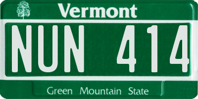VT license plate NUN414