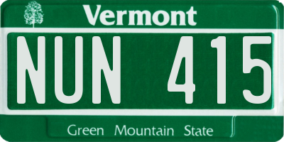 VT license plate NUN415