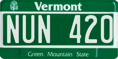 VT license plate NUN420