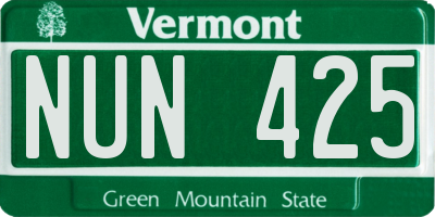 VT license plate NUN425