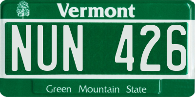 VT license plate NUN426