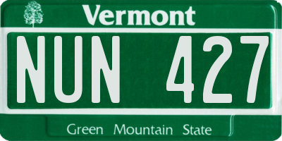 VT license plate NUN427