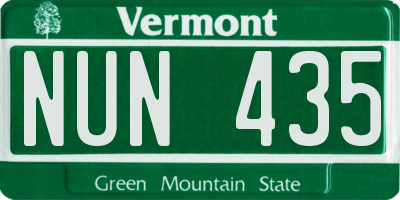 VT license plate NUN435