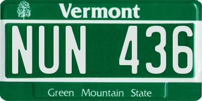 VT license plate NUN436