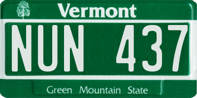 VT license plate NUN437