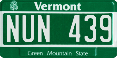 VT license plate NUN439