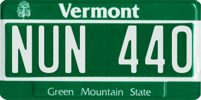 VT license plate NUN440