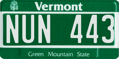 VT license plate NUN443