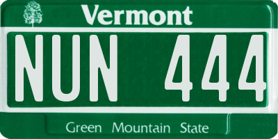 VT license plate NUN444