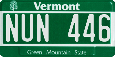 VT license plate NUN446