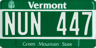 VT license plate NUN447