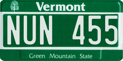 VT license plate NUN455
