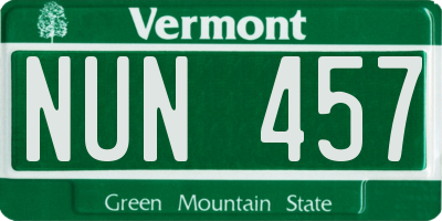 VT license plate NUN457