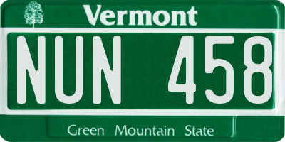 VT license plate NUN458