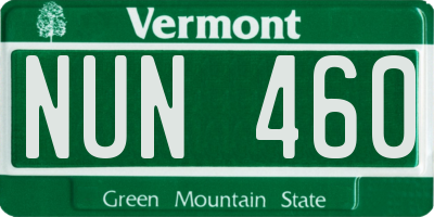 VT license plate NUN460